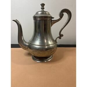 Antique French Etain Fin Garanti Pewter Metal Teapot #32 Hinged Lid 9.5" Tall